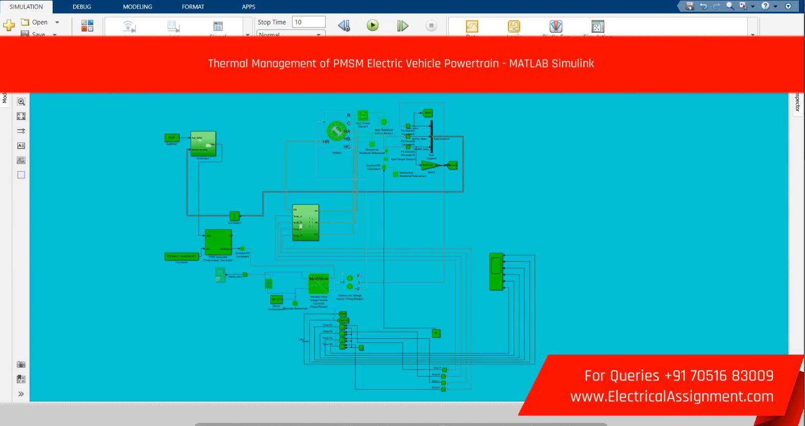 Thermal Management of PMSM Electric Vehicle Powertrain - MATLAB Simulink screenshot 3